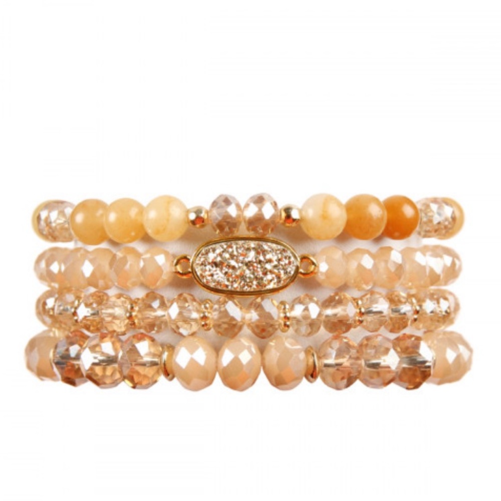 TAUPE DRUZY OVAL MIXED BEADS BRACELET Stackers